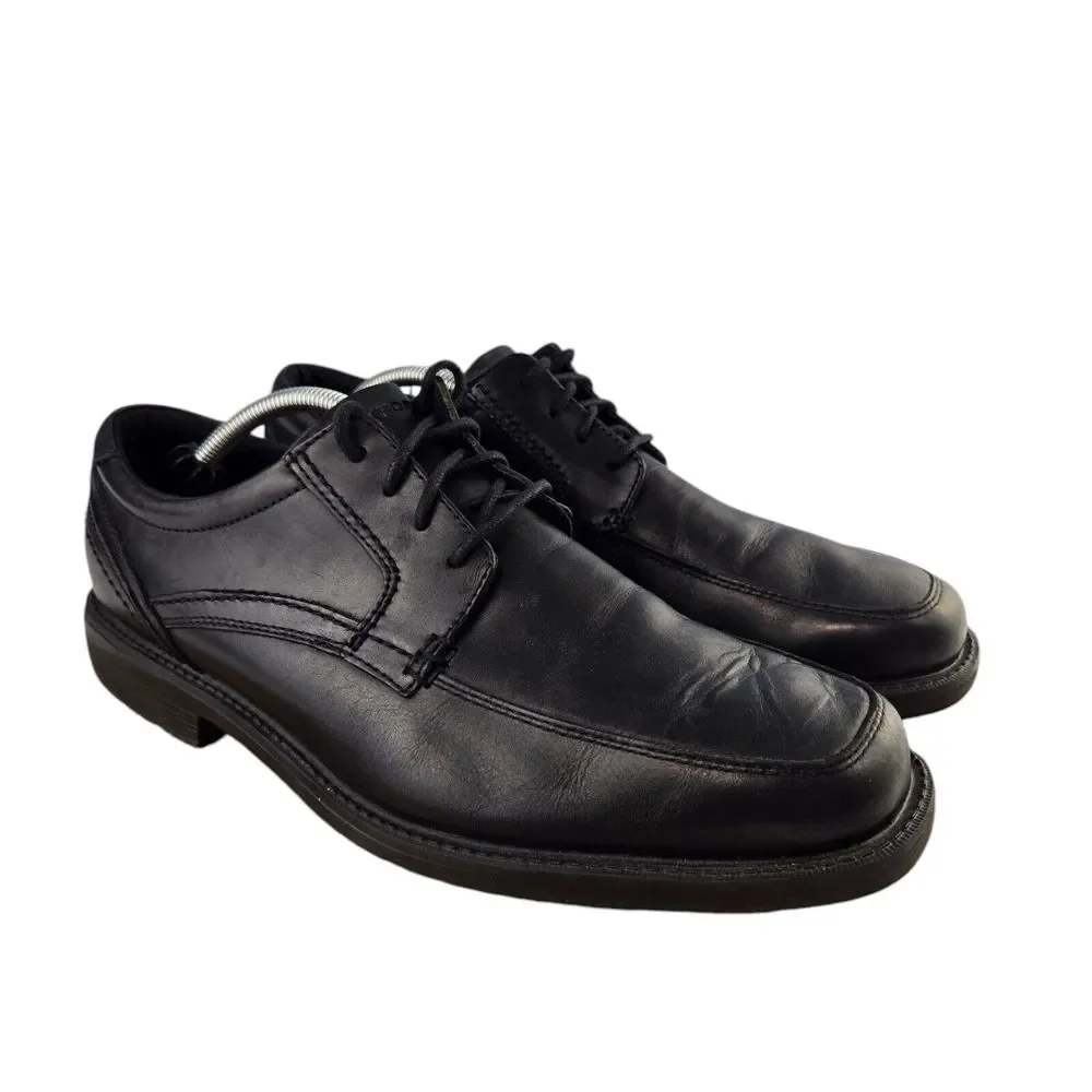 Rockport Leader 2 A13013 Mens 11.5 Black Letaher lace Up Square Apron Toe Oxford